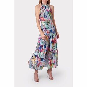 Milly Blue and Pink Asymmetrical Ruffled Sundress